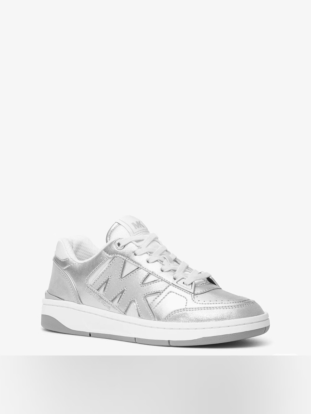 Michael Kors Rebel Metallic Silver Leather Sneakers Women's 10M NIB - Picture 7 of 14